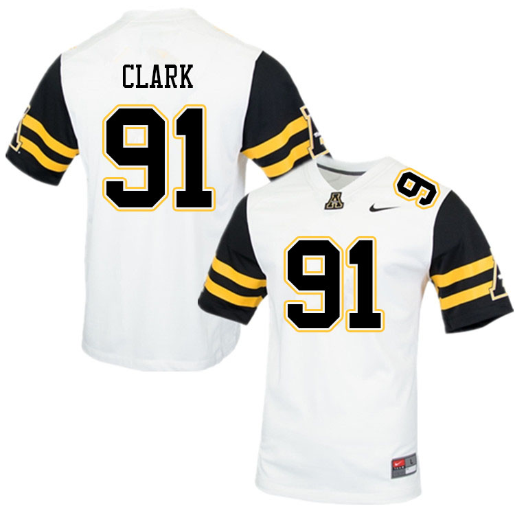 Men #91 Markus Clark Appalachian State Mountaineers College Football Jerseys Sale-White - Click Image to Close